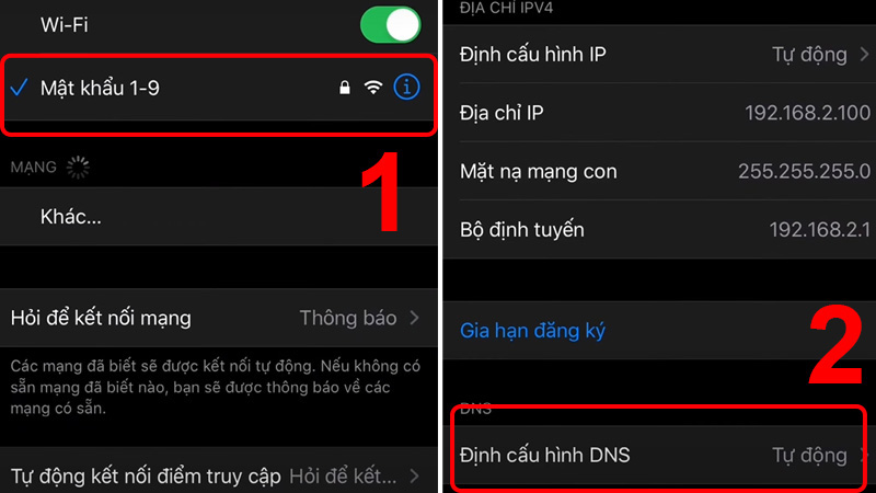 Chọn tên Wifi bạn đang dùng và nhấn vào Định cấu hình DNS